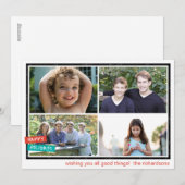 ピポプレスのホリデーカード「ハッピー ホリデー ボーダー x4」 シーズンカード (正面/裏面)