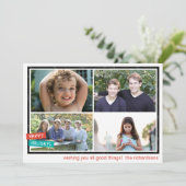 ピポプレスのホリデーカード「ハッピー ホリデー ボーダー x4」 シーズンカード (スタンド正面)