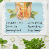 ピムズカップカクテルレシピ キッチンタオル (折り畳み)