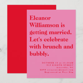 ピモダンッはっきりしたクアンドレッドタイポグラフィブライダルブランチ 招待状