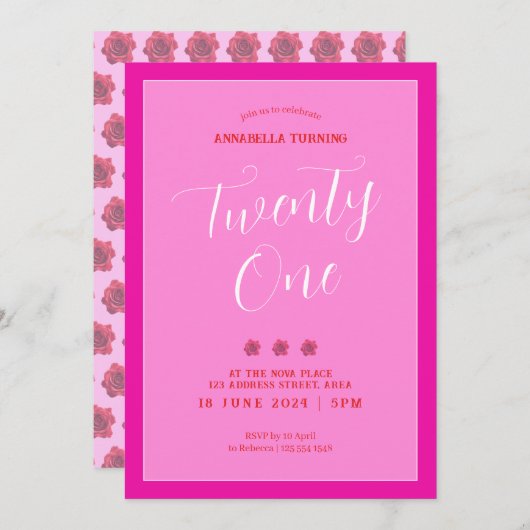 ピモダンッはっきりしたク21歳 招待状 (正面/裏面)