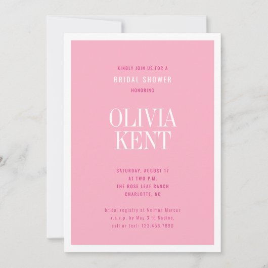 ピモダンッはっきりしたク・マゼンダ結婚ーブライダルシャワー 招待状 (正面)