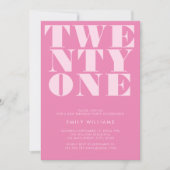 ピモダンッエレガントクはっきりした21歳の誕生日 招待状 (正面)