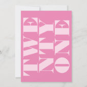 ピモダンッエレガントクはっきりした21歳の誕生日 招待状 (裏面)