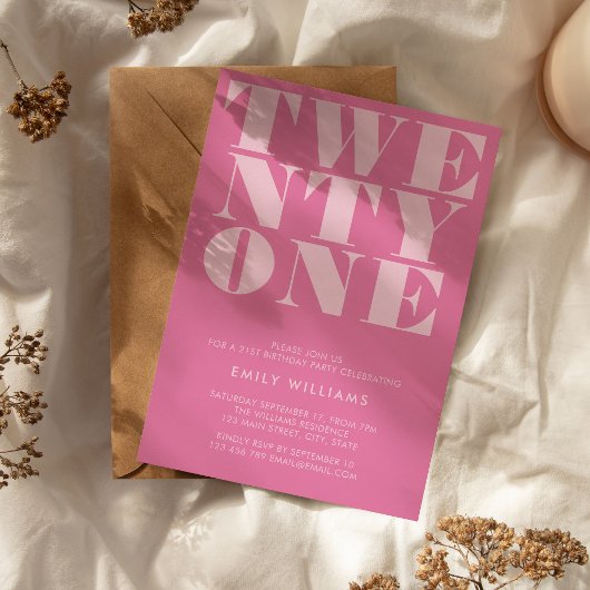 ピモダンッエレガントクはっきりした21歳の誕生日 招待状