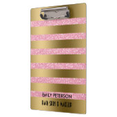 ピモダンッエレガントクグリッターと金ゴールドストライプ クリップボード (左)