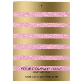 ピモダンッエレガントクグリッターと金ゴールドストライプ クリップボード (裏面)