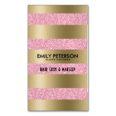 ピモダンッエレガントクグリッターと金ゴールドストライプ マグネット名刺 (正面縦)