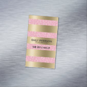 ピモダンッエレガントクグリッターと金ゴールドストライプ マグネット名刺 (インサイチュ)