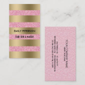 ピモダンッエレガントクグリッターと金ゴールドストライプ 名刺 (正面/裏面)