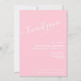 ピモダンッエレガントクスクリプト21歳の誕生日 招待状