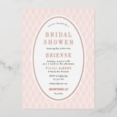 ピモダンッエレガントクブライダルシャワーバラ金ゴールド 箔招待状 (正面)