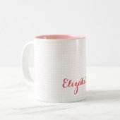 ピモダンッエレガントク市松模様にタイポグラフィ名シック ツートーンマグカップ (正面左)