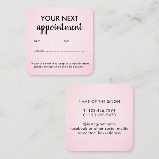 ピモダンッエレガントク美しいサロン 予約カード (正面/裏面)