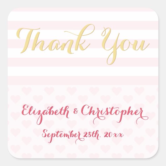 ピモダンッエレガントク金ゴールド結婚の好意に感謝 スクエアシール (正面)