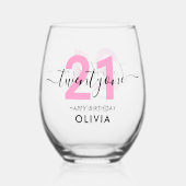 ピモダンッエレガントク21歳の誕生日 ステムなしワイングラス (正面)