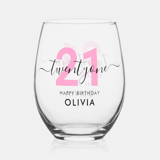 ピモダンッエレガントク21歳の誕生日 ステムなしワイングラス (正面)