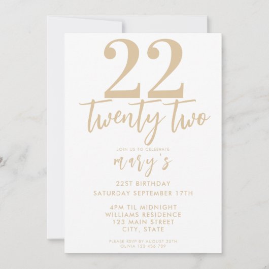 ピモダンッエレガントク22歳の誕生日の招待状 招待状 (正面)