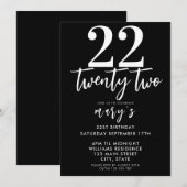 ピモダンッエレガントク22歳の誕生日の招待状 招待状 (正面/裏面)