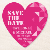 ピモダンッカラフルクハート幾何学日付の保存 ペーパーコースター (正面)