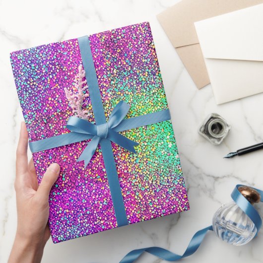 ピモダンッガーリークグラデーション勾配きらめくグリッター ラッピングペーパー (ギフト)