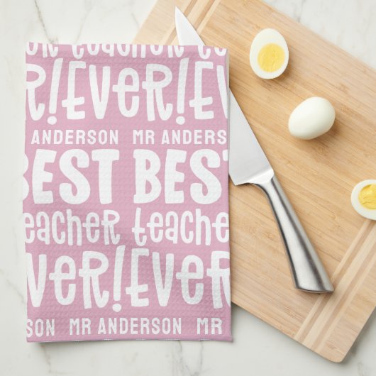 ピモダンッガーリーク最高の先生タイポグラフィ キッチンタオル (四つ折り)