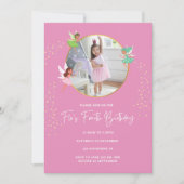 ピモダンッガーリーク金ゴールド。誕生日パーティーの招待 招待状 (正面)