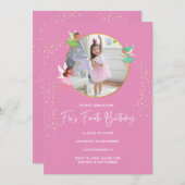 ピモダンッガーリーク金ゴールド。誕生日パーティーの招待 招待状 (正面/裏面)