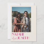 ピモダンックお洒落フランスのレトロ写真結婚の 招待状 (裏面)