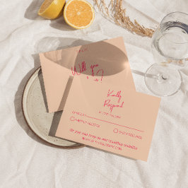 ピモダンックお洒落レトロファンキーおもしろい結婚の 出欠カード