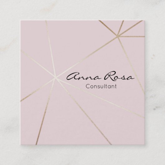 ~*ピモダンックジオメトリトレンディー。バラ金箔 スクエア名刺 (正面)