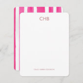 ピモダンッストライプのクモノグラムのイニシャルと名前 ノートカード (正面/裏面)