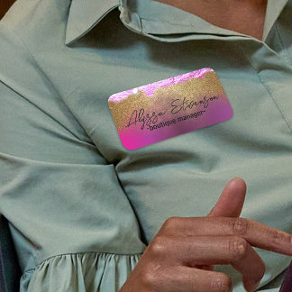 ピモダンッファンシーク金ゴールドフェイクグリッタープロフェッショナル 名札