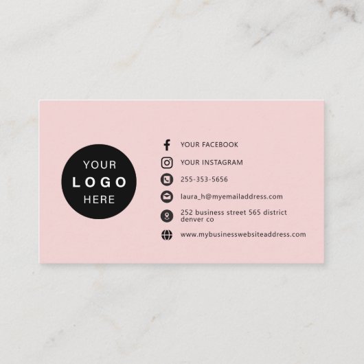 ピモダンッフェミニンクカスタム写真ロゴ美しい 名刺 (裏面)