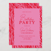 ピモダンッミニマルクレッド30歳の誕生日 招待状 (正面/裏面)