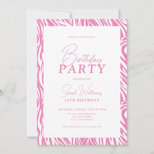 ピモダンッミニマルク白30歳の誕生日 招待状 (正面)