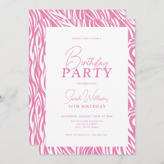 ピモダンッミニマルク白30歳の誕生日 招待状 (正面/裏面)