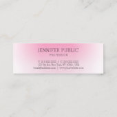 ピモダンパーソナライズされたエレガントンク白テンプレート スキニー名刺 (裏面)