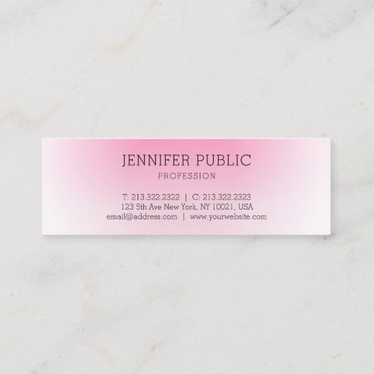 ピモダンパーソナライズされたエレガントンク白テンプレート スキニー名刺 (裏面)