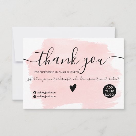 ピモダンンクの水色のブラシストロークの感謝してい順序 招待状 (正面)