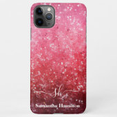 ピモダンンクグラデーショングリッターシモノグラムのックカスタム iPhoneケース (裏面)