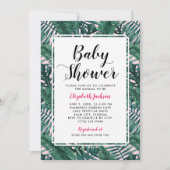 ピモダンンクトロピカ葉ルパームズベビーガールシャワー 招待状 (正面)