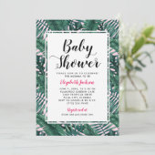 ピモダンンクトロピカ葉ルパームズベビーガールシャワー 招待状 (スタンド正面)