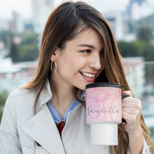 ピモダンンク大理石&グリッタースパークルズ名 トラベルマグ