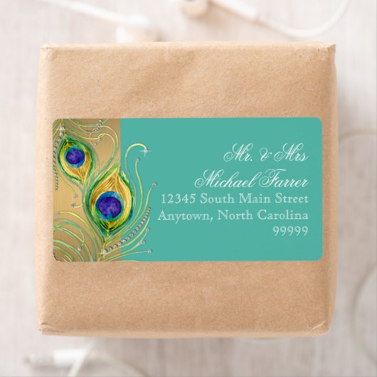 ピモダンーコックフェザフェイクー宝石スクロールターコイズ ラベル (インサイチュ)