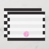 ピモノグラムのンク水彩黒+白ストライプ色 招待状 (正面/裏面)