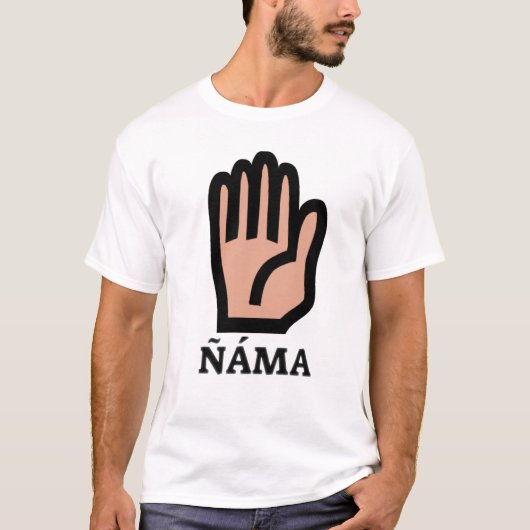 ピャオの文字:ニャマと手 Tシャツ (正面)