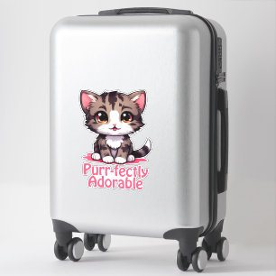 ピュアで愛らしいチビ(小さくかわいく書いた感じ)かわいいピンク色の子猫 シール