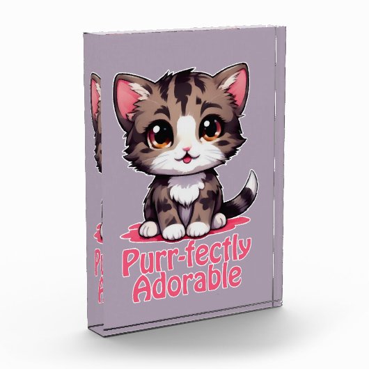 ピュアで愛らしいチビ(小さくかわいく書いた感じ)かわいいピンク色の子猫 フォトブロック (左)