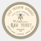 ピュアな地元の生の蜂蜜ラベルクイーンビーオンアイボリー ラウンドシール (正面)